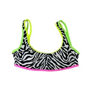 NEW Neon Zebra bikini top M juniors womens 7/9 high tricot